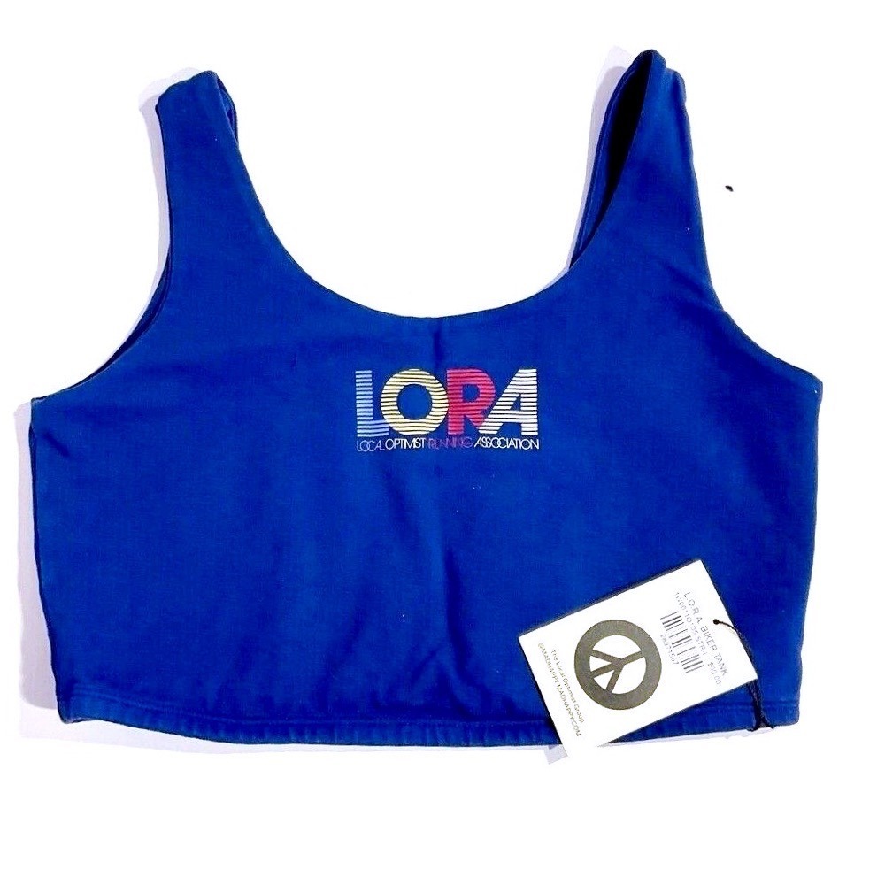 Madhappy Cropped Tank Top LORA Optimist Association Blue Sleeveless Size Large
